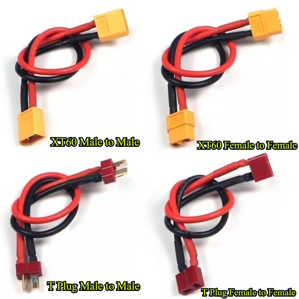 XT60/T Plug Male to Male Female to Female Plug Adapter Charge Cable Lead Wire 14AWG 10/15/20/30/40/50cm  for RC FPV Drone Parts
