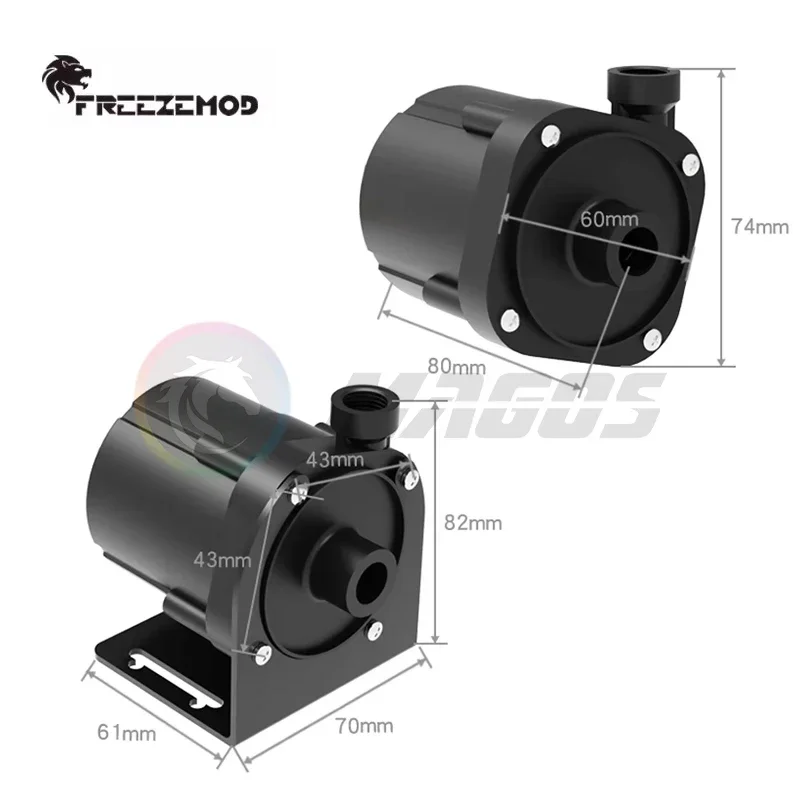 FREEZEMOD DC 12V 24V Industrial Water Pump 4500-6300 RPM Portable Computer Cooling Cycling, PU-SC1000