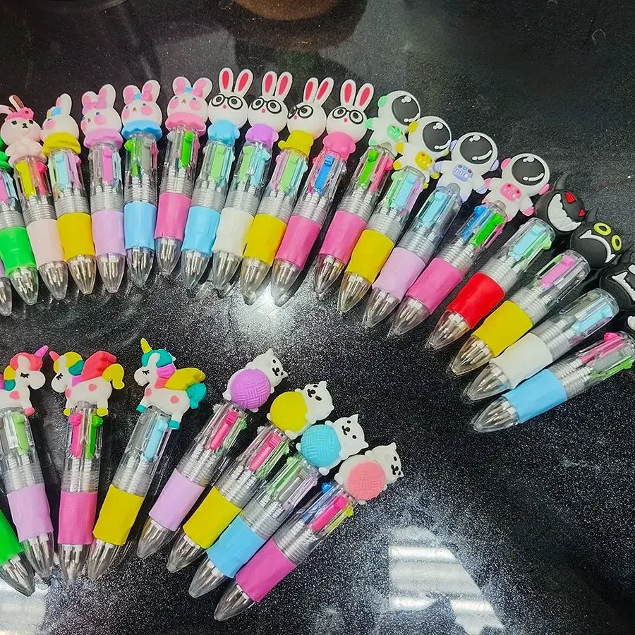 Imagem -06 - Canetas Esferográficas Multicoloridas para Crianças Desenhos Animados Kawaii Mini Cores Multicolor Press Pen Presentes de Papelaria Escolar Escola Cacto Unicórnio 20 Pcs Muito