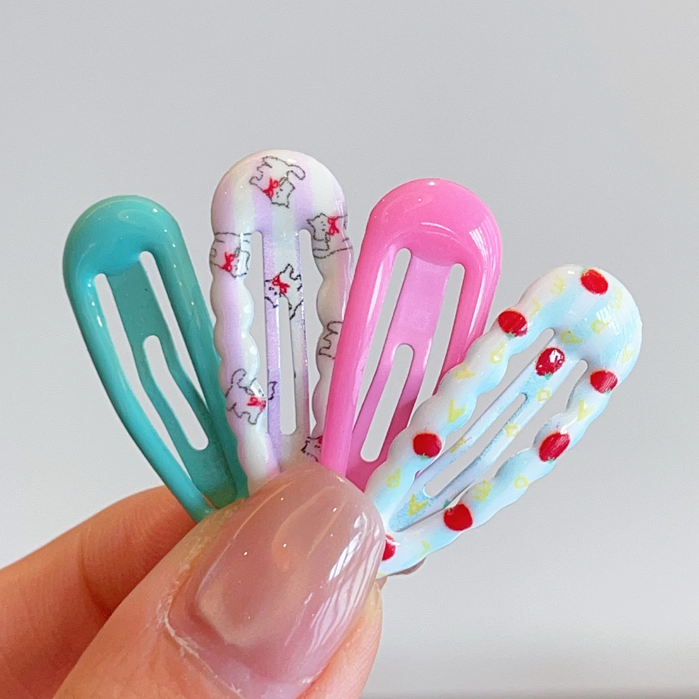 12 Stück/Set Koreanischer Stil Süße Bonbonfarben Kinder-Haarspangen Niedliche Blumenmuster Rutschfeste Haarklammern Kleinkind Mädchen Accessoires – Detail 5