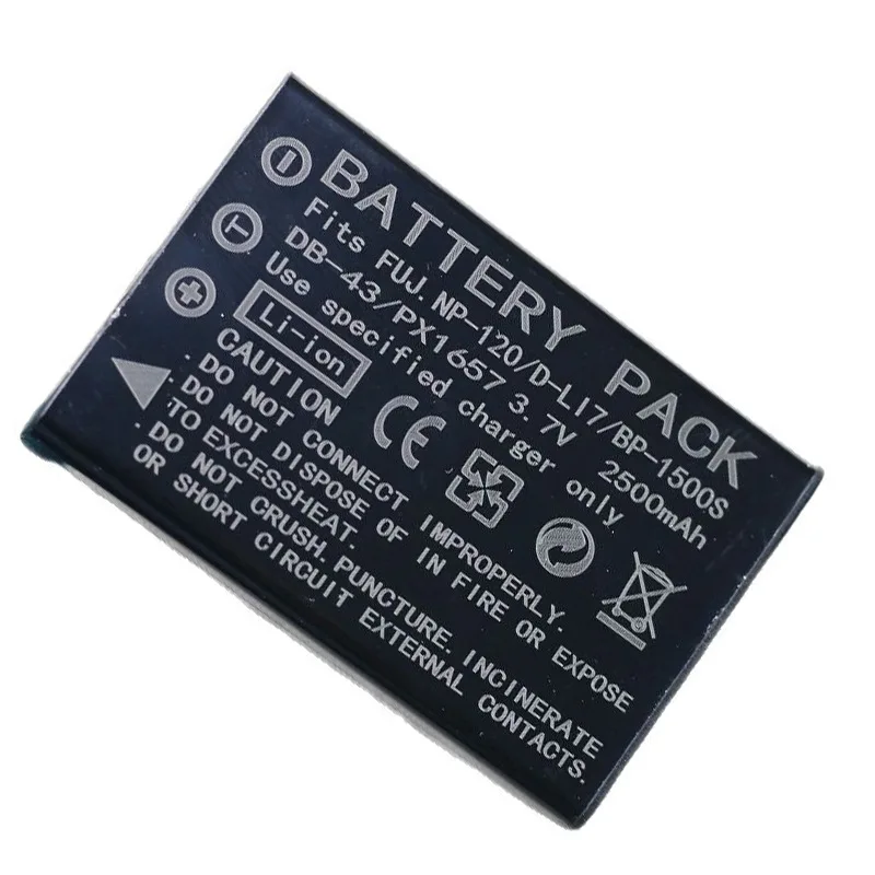 3.7V 2500mAh Compatible with FNP-120 Battery for Pentax DLI7 For Ricoh DB43 for Kyocera BP1500S Camera Battery NP120