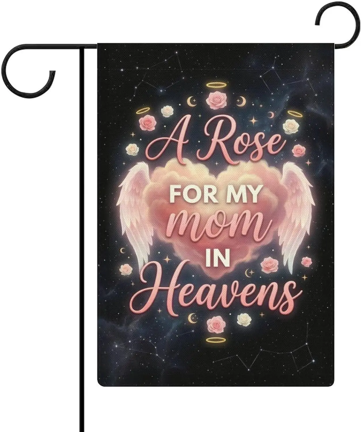 Happy Mother's Day, Forever Missed Mom In Heaven Garden Flag 12x18 Inch, Double Sided Outdoor Sign for Home Farmhouse Ya IIC