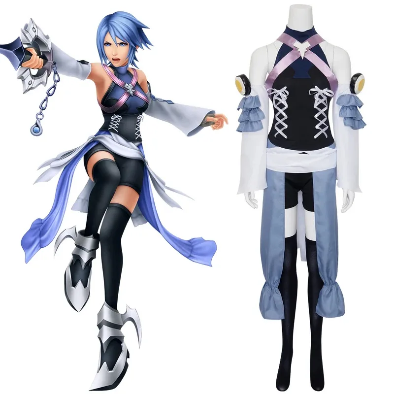 Kingdom Hearts Birth by Sleep Keyblade Wielder Aqua Cosplay disfraz juego fantasía traje E001