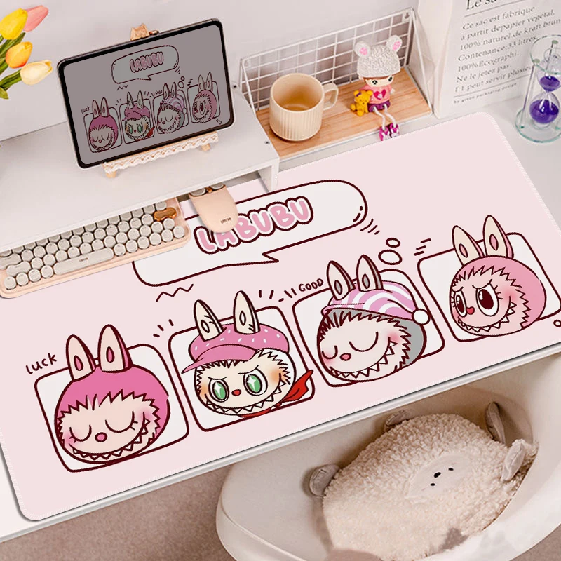 Cartoon Labubu Peripheral Mouse Pad  Large Waterproof Dormitory Offic Table Mat Computer Accessories Table Mat Table Decor ﻿