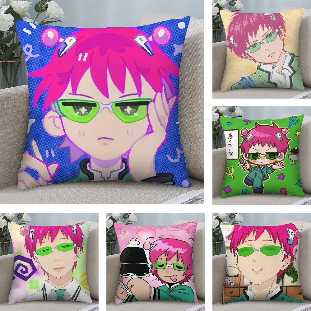 

Hot Anime S-SaikiS K Pillow Case Short Plush Pillow Covers Sofa Decorative Gift Home Double-sided Printing Cushion Cover