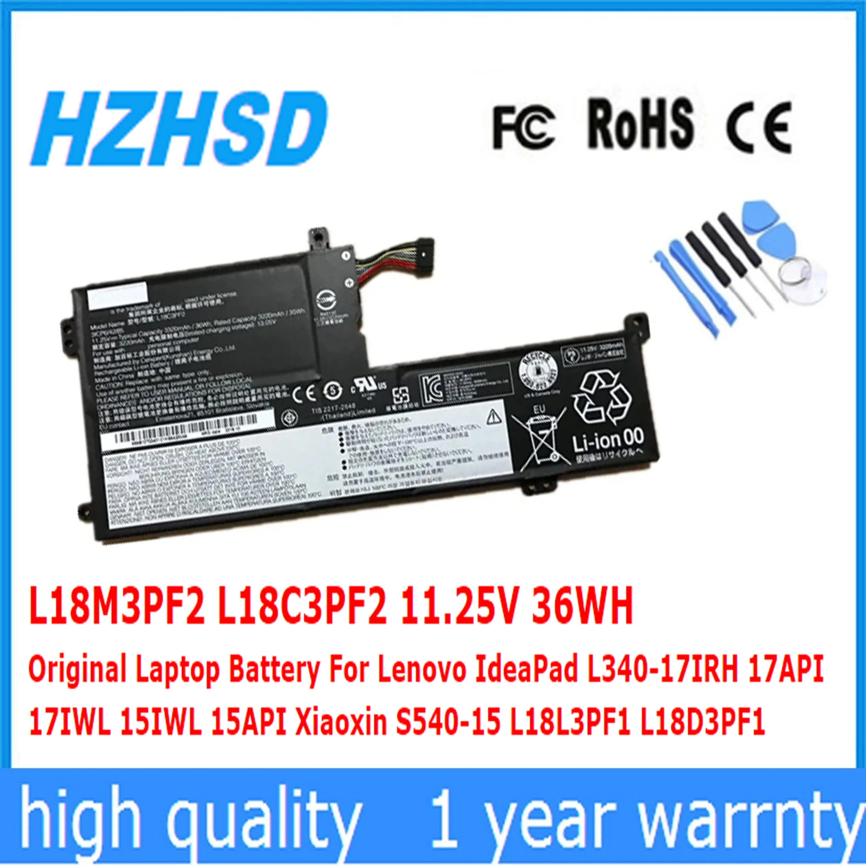 

L18M3PF2 L18C3PF2 11.25V 36WH Original Battery For Lenovo IdeaPad L340-17IRH 17API 17IWL 15IWL 15API Xiaoxin S540-15 L18L3PF1