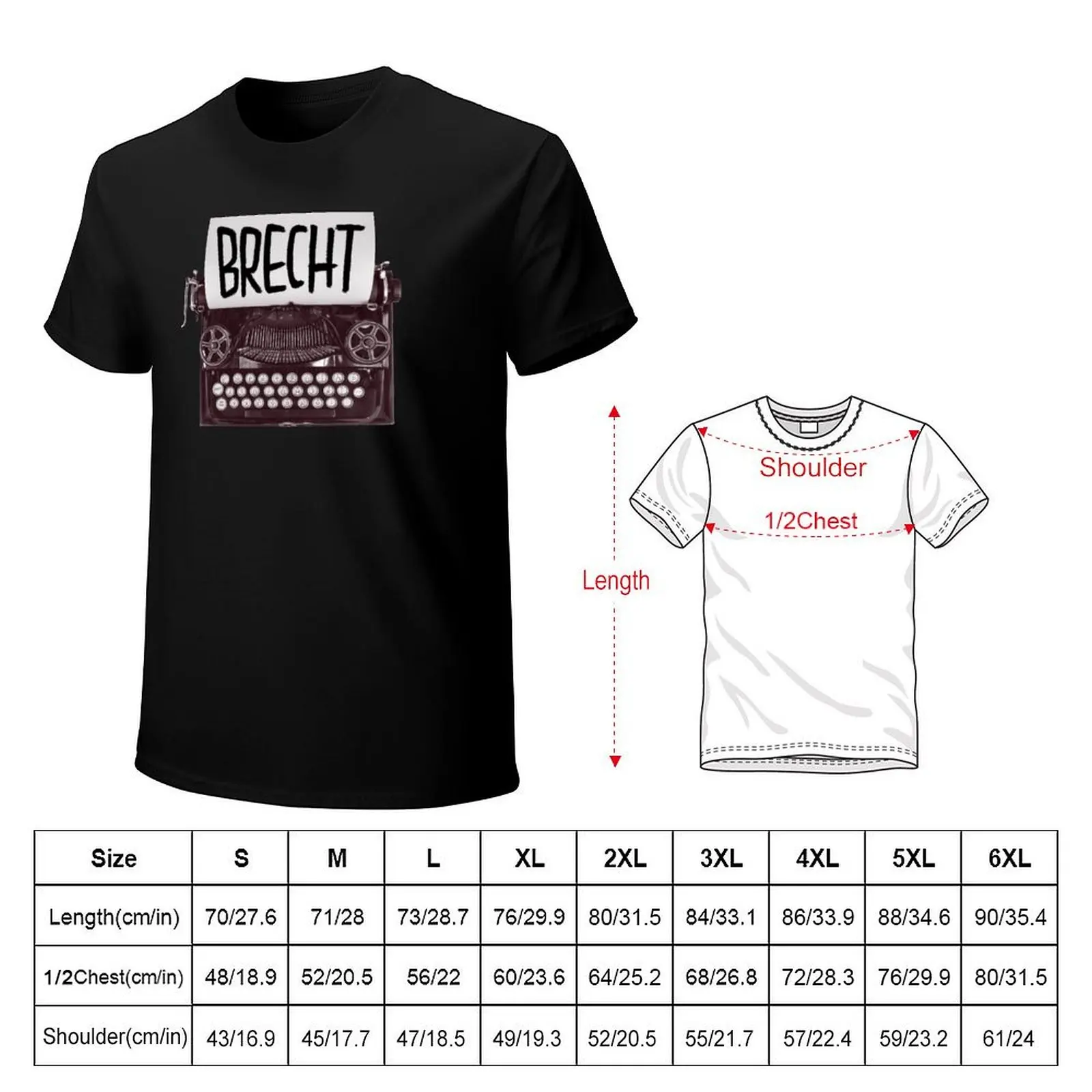Typewriter Brecht, Gift for Writer T-Shirt t shirts for man pack cotton T-Shirt