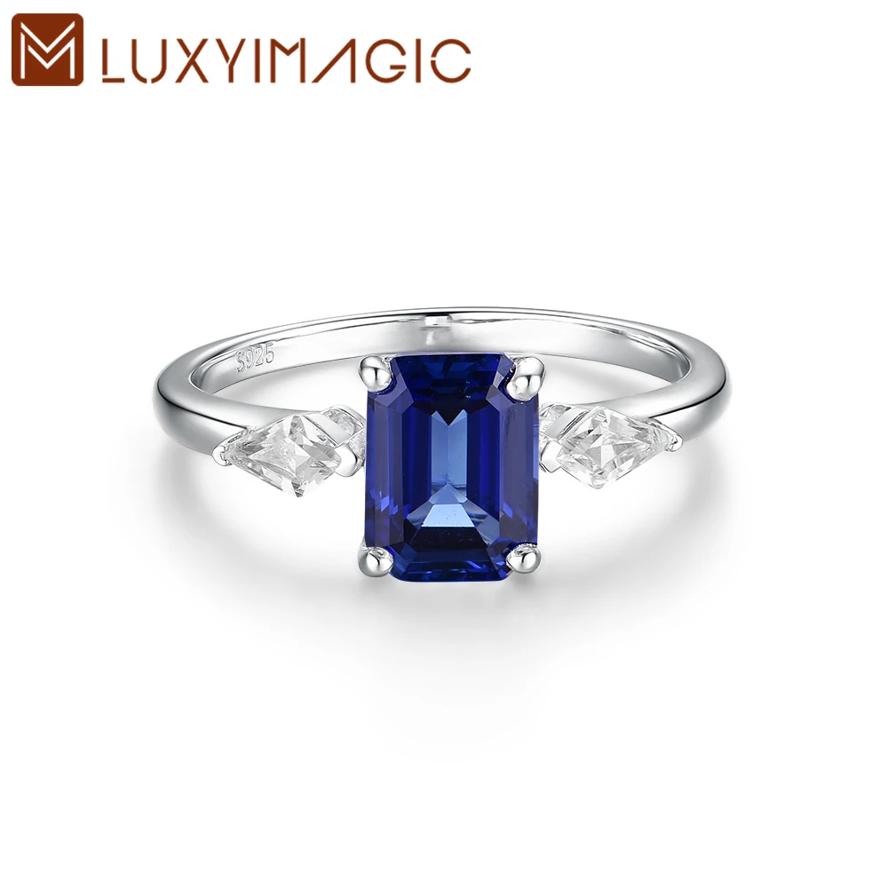 

Luxyimagic Lab Growth Blue Sapphire Rings for Women Silver 925 Jewelry Gemstones Wedding Engagement Anniversary Gift for Her