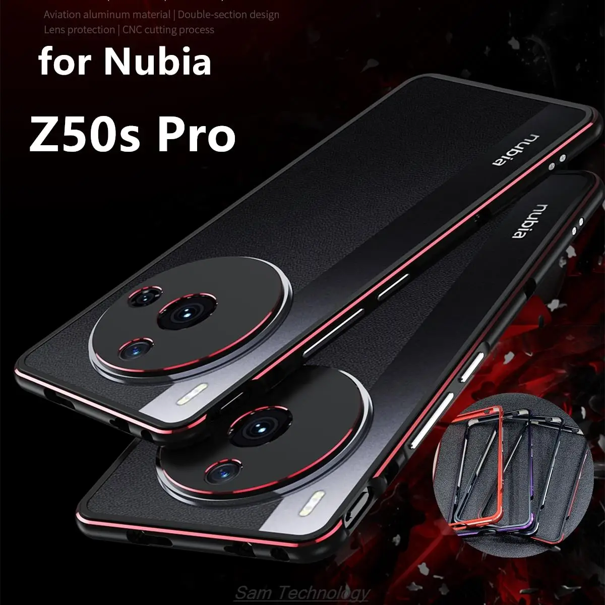 Metal Case for Nubia Z50s Pro Luxury Deluxe Ultra Thin aluminum Bumper for ZTE Nubia Z50s Pro + 2 Film (1 Front +1 Rear)