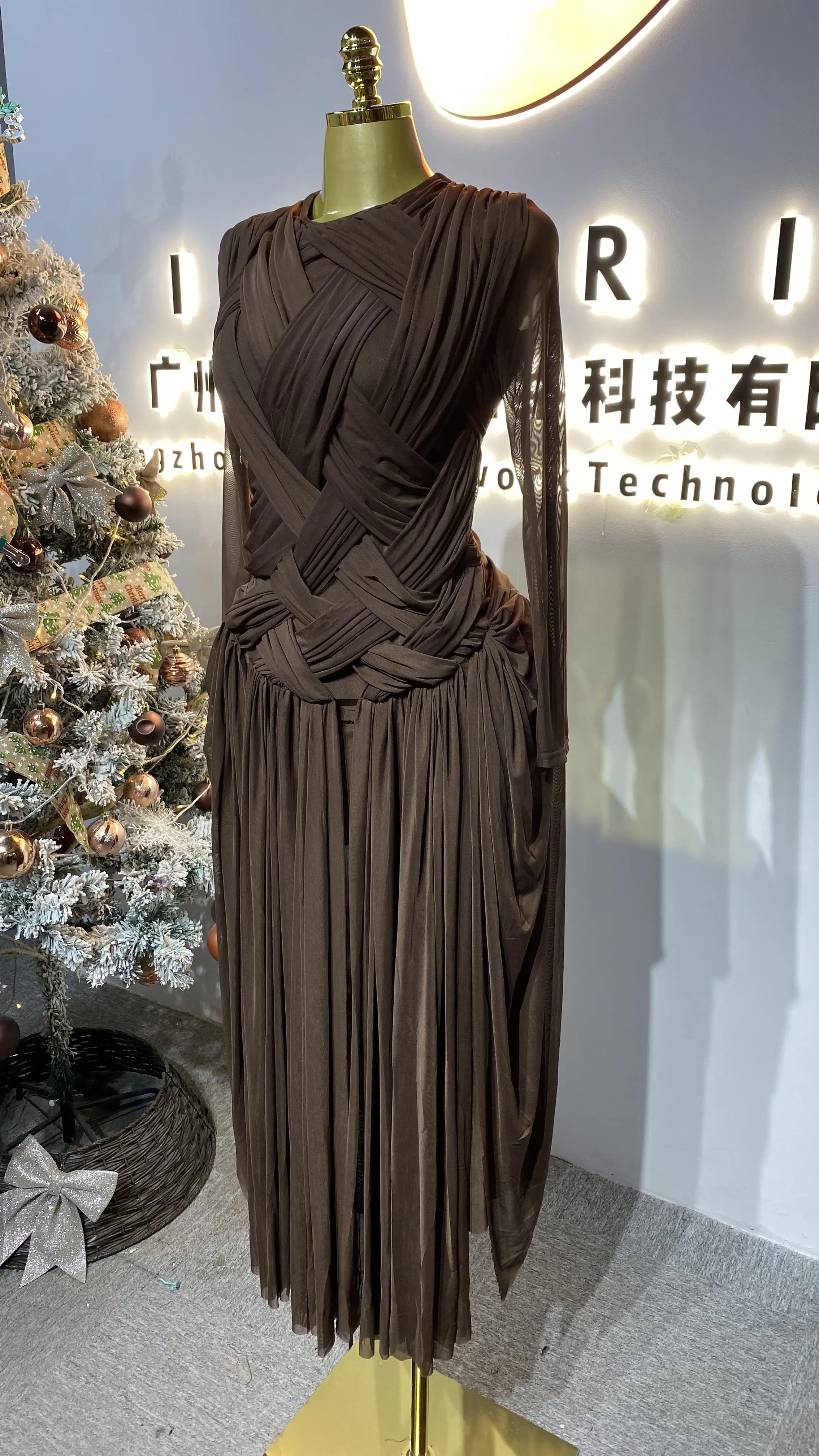 فستان ريترو عصري جديد منسوج غير منتظم طويل بدون أكمام، ملابس نسائية أنيقة وغير رسمية-GZXX274 #2