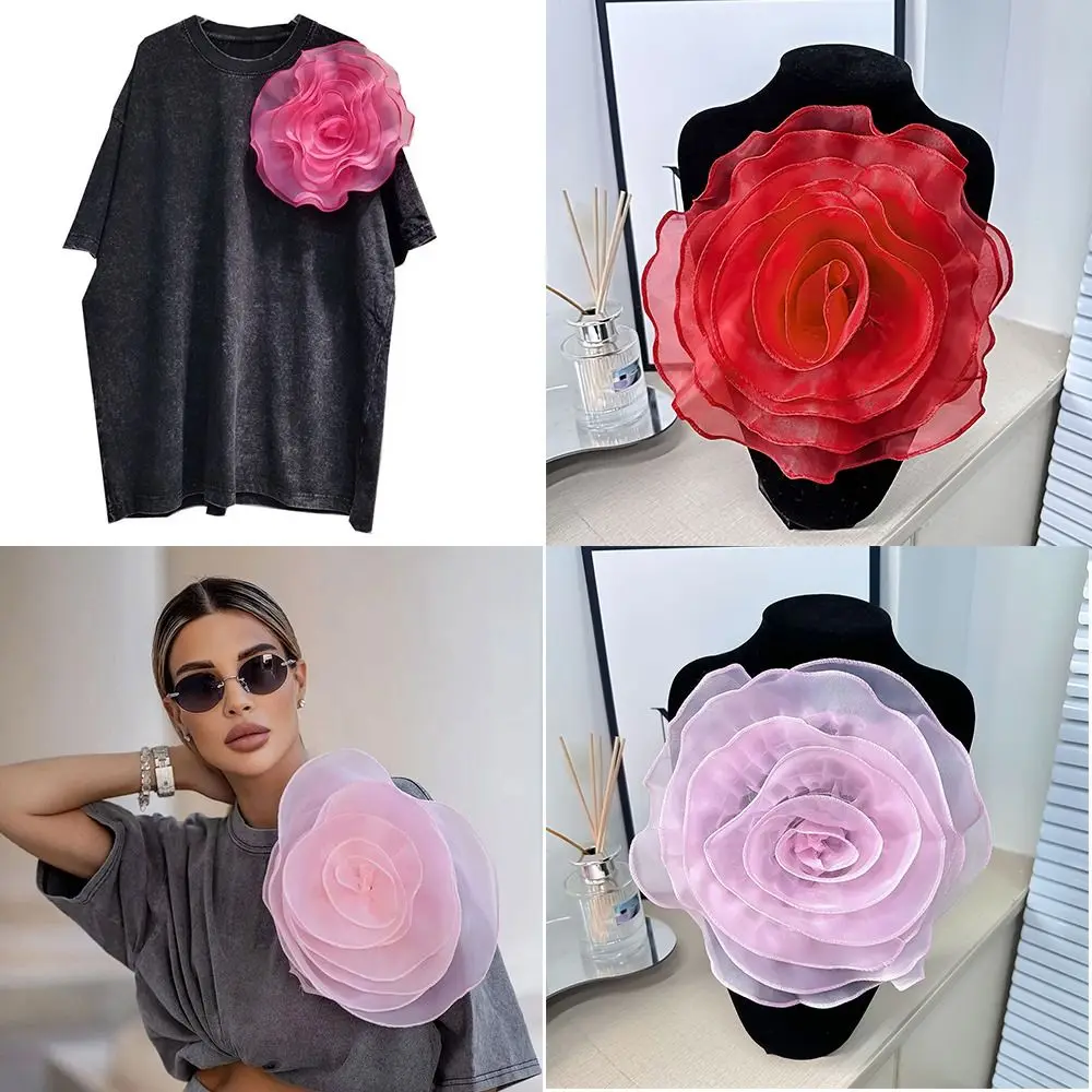 

Brooch Accessories Rose Flower Patch Handmade Clothing Dress Neck Decoration 3D Flower Corsage DIY Artificial Sewing Applique