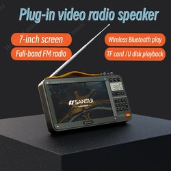 Multifunctional Wireless Bluetooth Speakers FM/MW/SW Radio for Home Elderly Full Band LED HD Screen Square Dance Video Player