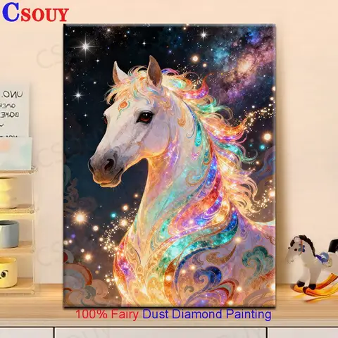 CSOUY 100% Fairy Dust Diy Diamond Painting Cross Stitch A Galloping Horse Embroidery Square Mosaic Home Decor Needlework Crystal