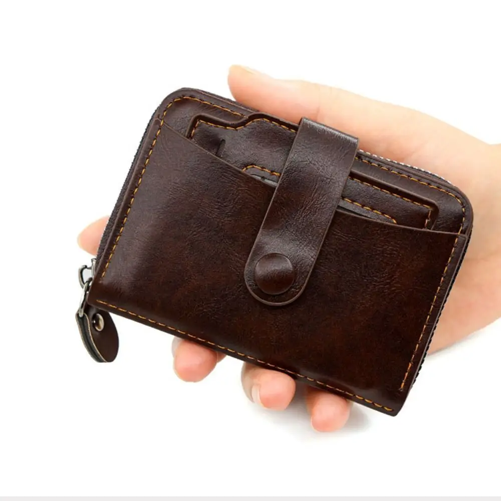 

Photo Location Men's Short Wallet Multi-position Large Capacity Male Leather Purse Anti-degaussing Durable Pocket Purse Outdoor