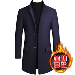 New Fashion Leisure In 2021 Men's Wool Coat Winter Long Trench Cashmere Jacket Slim Male Woolen Coat Warm Windbreaker