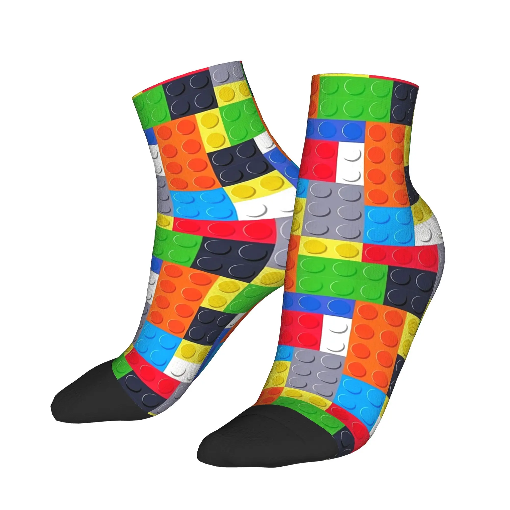 Teal Gradient Building Blocks Pattern Ankle Socks Gothic Comfortable Casual Socks Spring Running Design Anti Skid Sock For Women