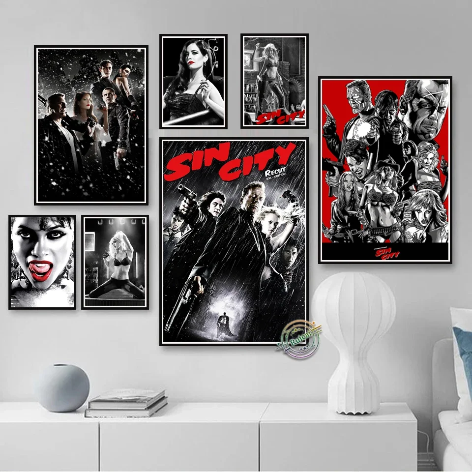 Sin City Movie Poster Canvas Painting Wall Art Prints Pictures For Living Bar Modern Home Decor Gift