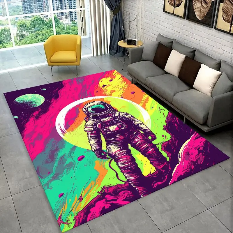Cartoon Astronaut Spaceman Planet Large Area Rug Non-slip Carpet for Bedroom Living Room Sofa Doormat Home Decor Floor Mat Gift