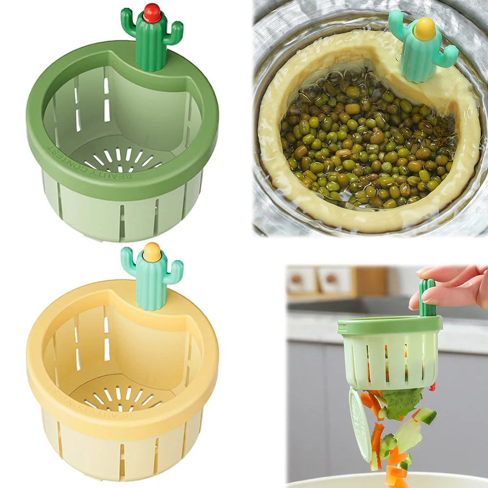 Cactus Sink Drain Strainer Sink Filter Lifting Basket Multi-Functional Press Automatic Dumping Basket Anti-Clogging for Home Use