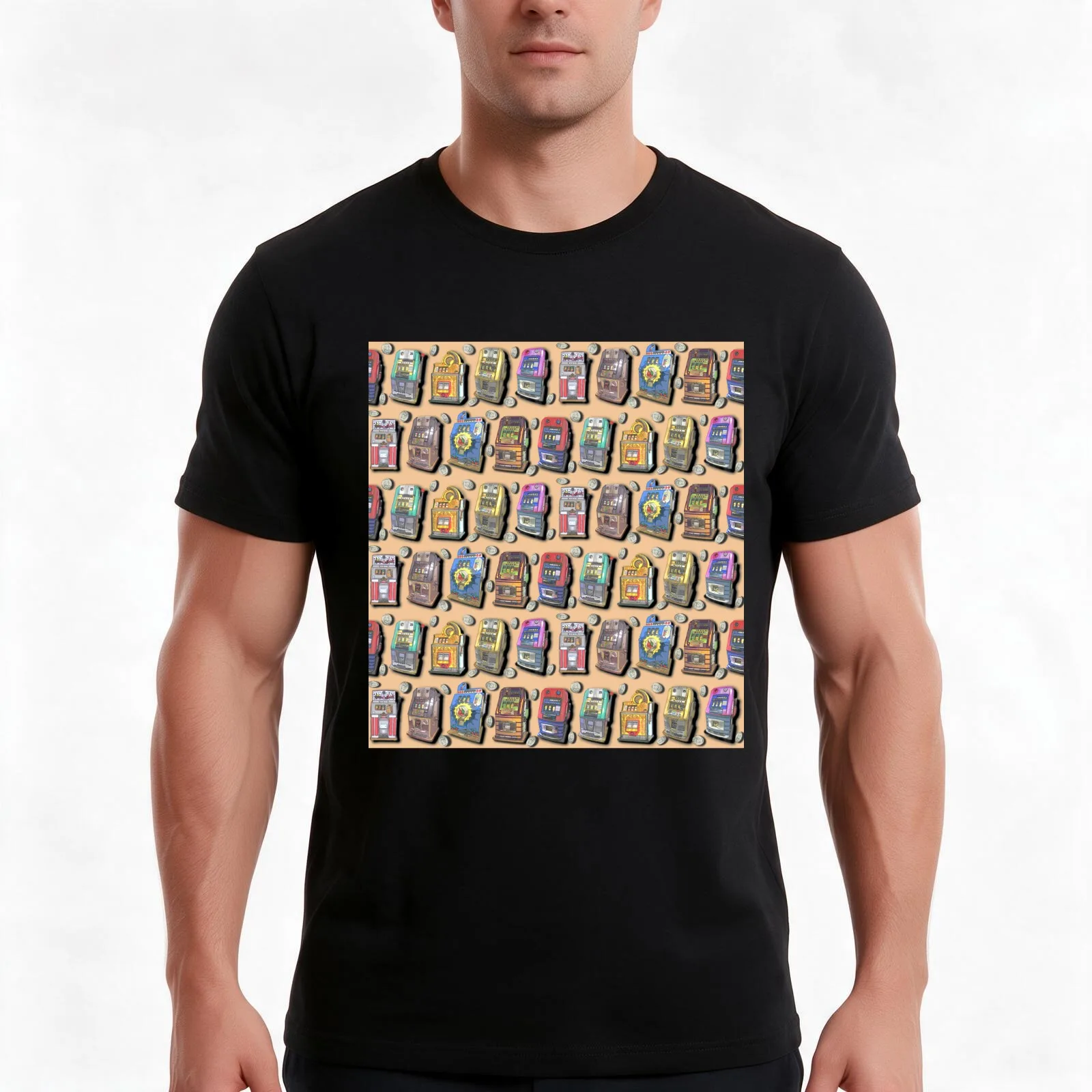 Dean's Slot Machines on Peach Men T Shirt man t shirts for men