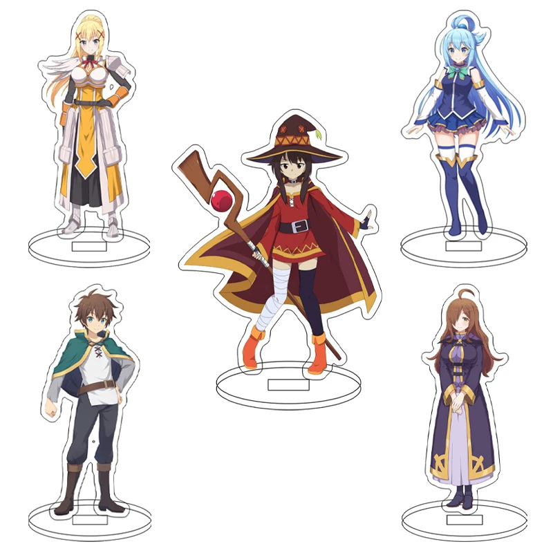 

16CM Anime KonoSuba: God's Blessing on This Wonderful World Megumin Aqua Satou Kazuma Cos Acrylic Figure Stand Ornaments Gifts