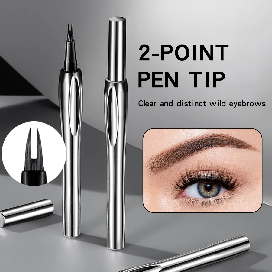 3 Pcs Double Fork Liquid Eyebrow Pencil, 3 Colors Can Be Selected From Honey Coffee Brown, Misty Gray Brown, Soft Gray Black, Extremely Subdivided Fork Pen, Uniform Color, Not Easy To Smudge, Eyebrow Makeup Tool.