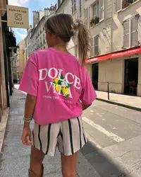 Harajuku Pink Casual Lemon Graphic T Shirts Streetwear Gothic Clothes All Cotton Oversized Y2k Top Goth Men Women Clothing