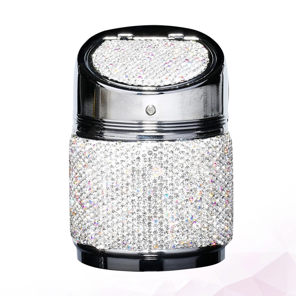 

1PC Personalized Car Ashtray Cigarette Ash Holder Rhinestone Ash Jar Auto Accessory for Women Ladies (White)