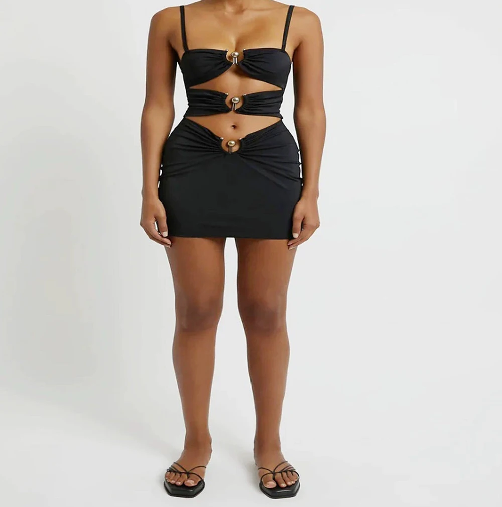 

Sexy heavy-duty niche luxury high-quality black suspender tube top short tight hip skirt women's dress-GZXX1233