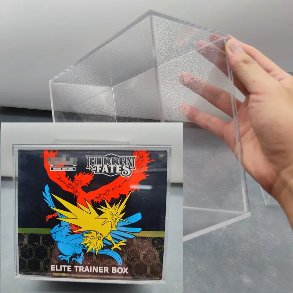 Clear Acrylic ETB Box Display Case With Sliding Lid Ultra premium Collection Cards Game Elite Trainer Box Protector Storage Bin