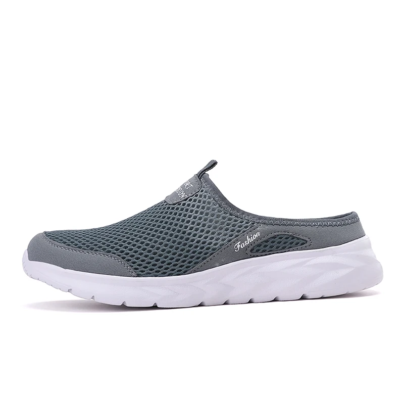 Plus Size 39- 47 Summer Men Half Slippers Lightweight Casual Shoes Outdoor Male Flat Slippers Anti-slip Mesh Slip on Loafers