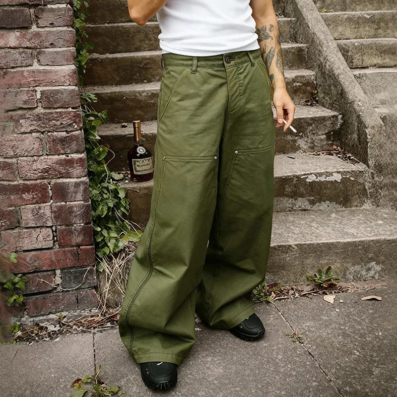 

Men's Lumberjack Pants Autumn New Retro Stud Cotton Washed Slacks