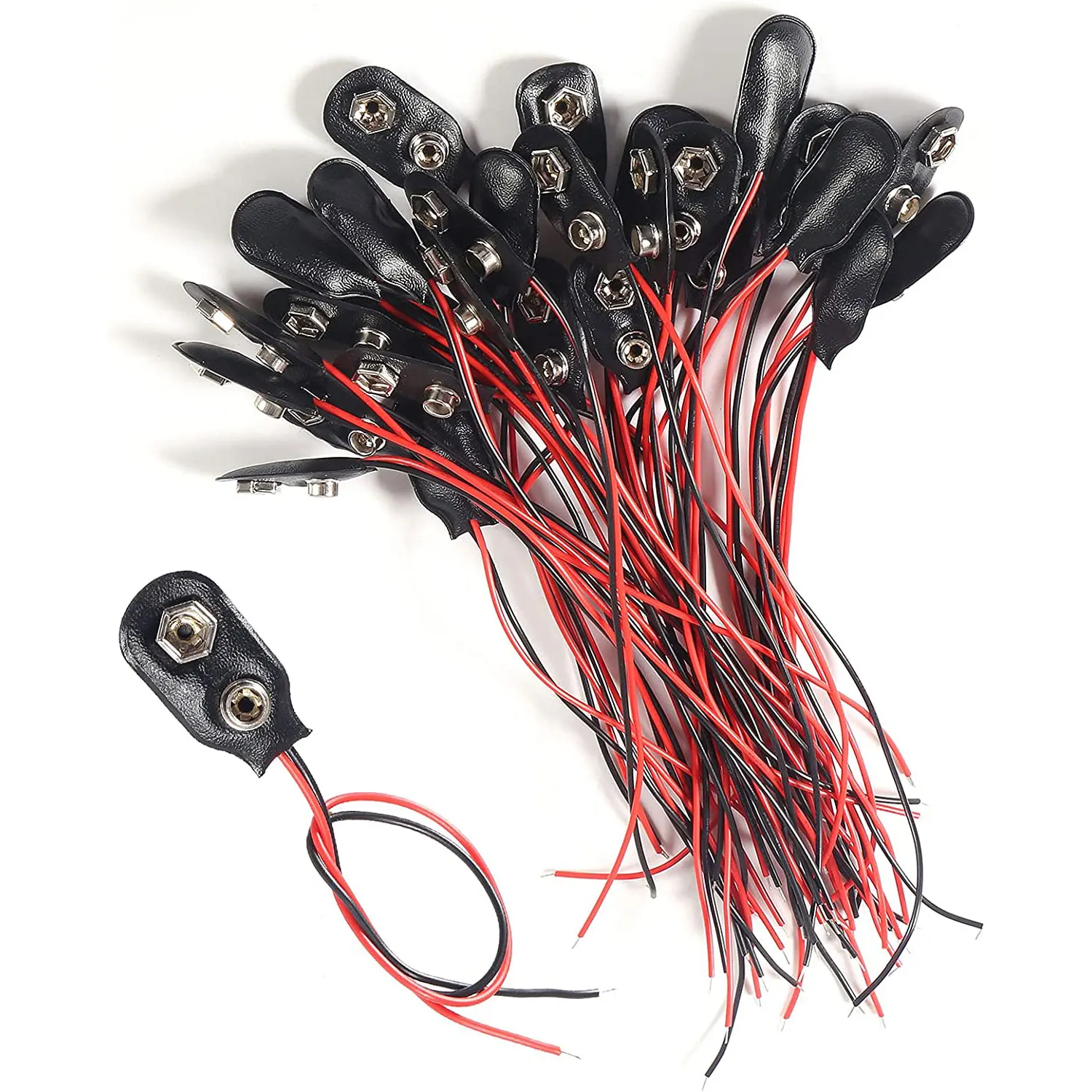 20 Pack 9V I tipo connettore a Clip per batteria connettore con fibbia per batteria fibbia rigida alloggiamento in plastica e cavi cavi Iength 5.9 pollici