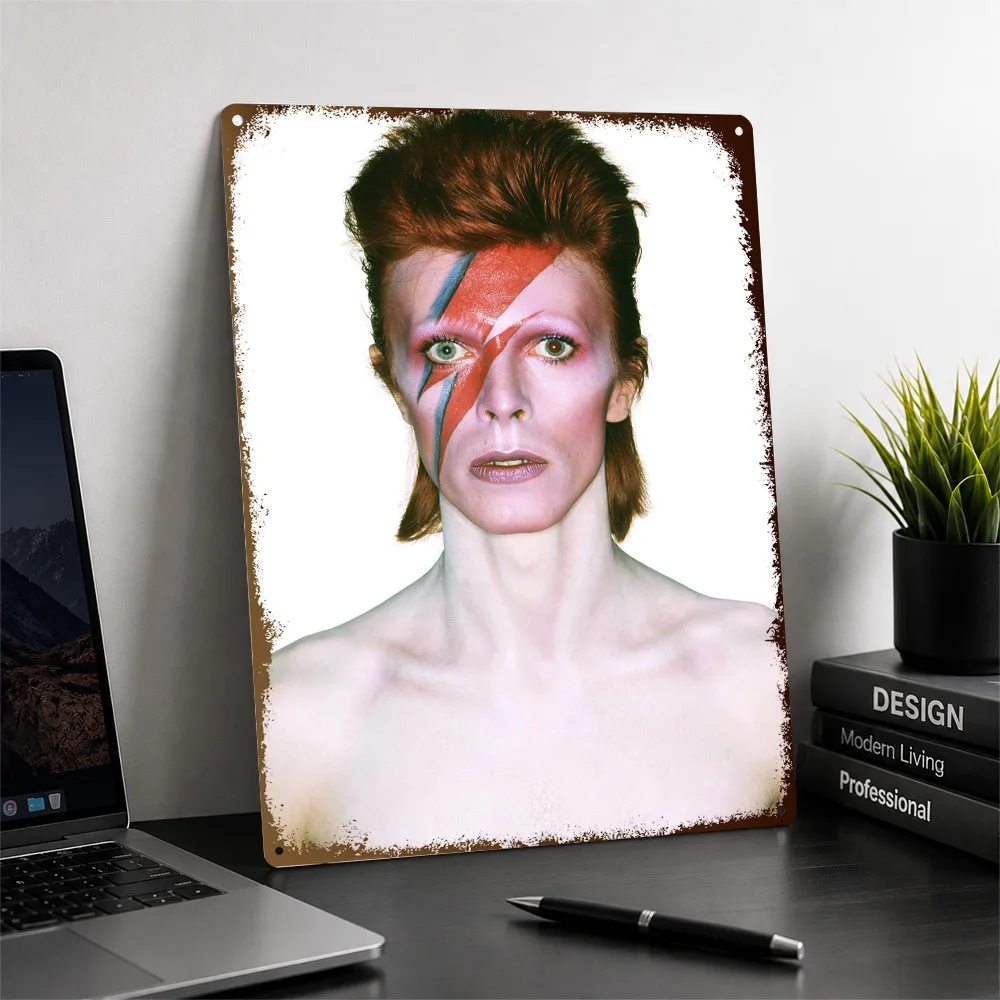 David Bowie Ziggy Stardust Portrait Textured Poster Personalized Metal Tin Sign Rock Tribute Wall Art Perfect For Music Rooms