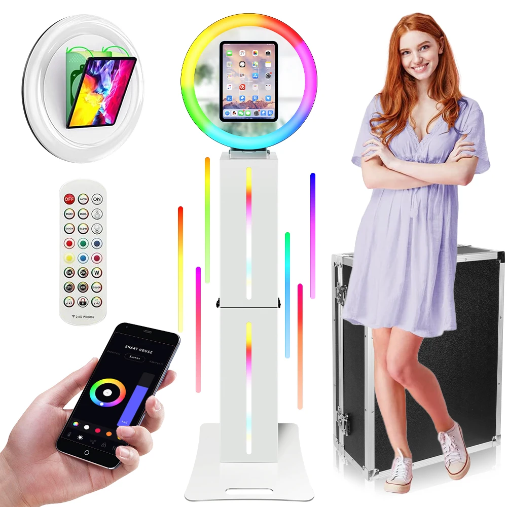 wedding events photobooth portable selfie magic mirror photo booth touch screen machine led frame kiosk with camera and printer