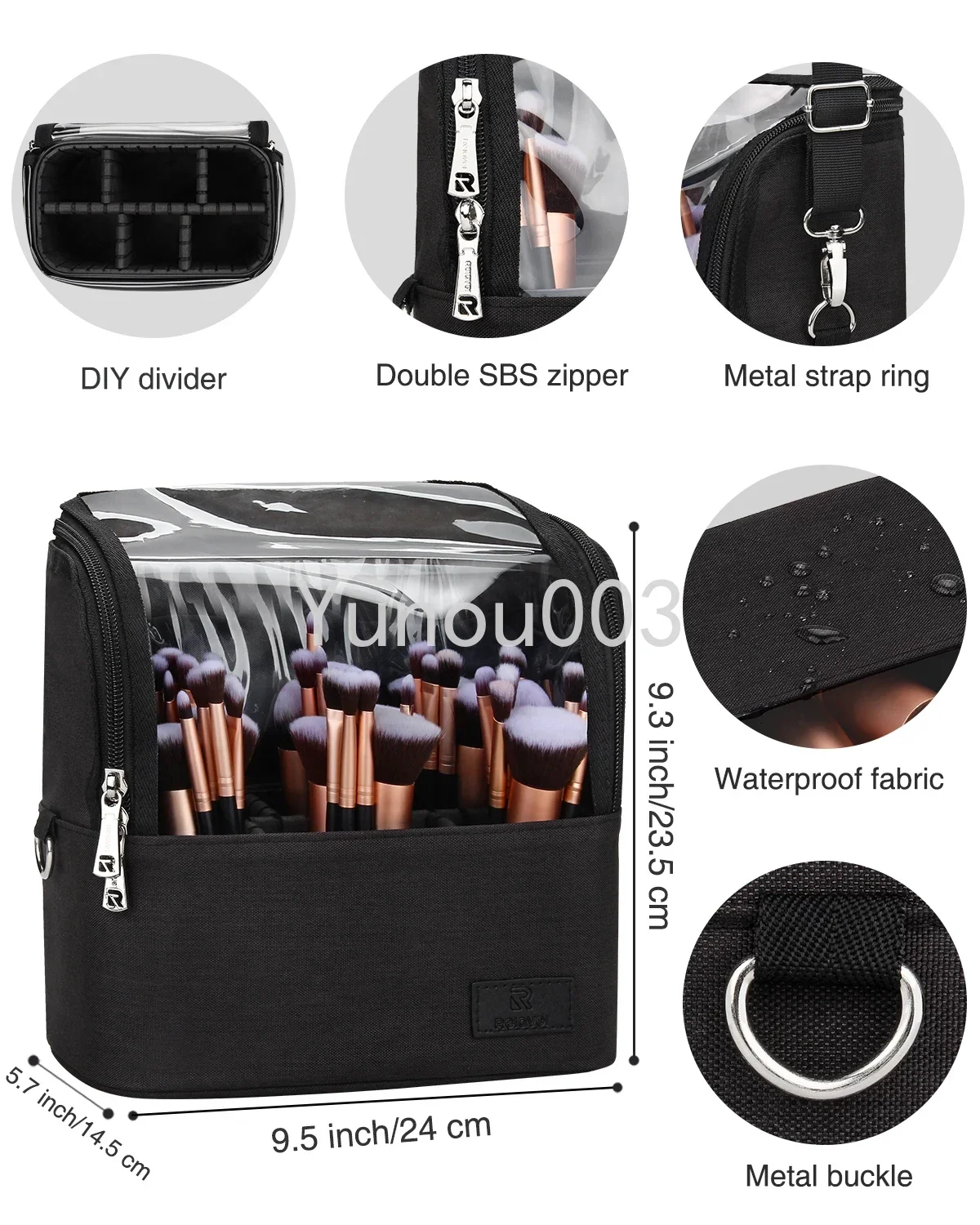 Relavel Makeup Backpack Rolling Makeup Case and Makeup Brush Holder Bag Professional Travel Cosmetic Trolley Case on Wheels