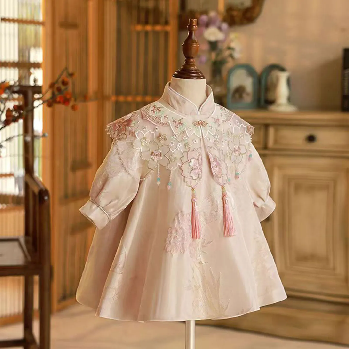 Dreamy Vow D006 Chinese Style Baby Girl Dress Embroidered Tassel for Kids Wedding Birthday Party Spring Summer Ball Gown