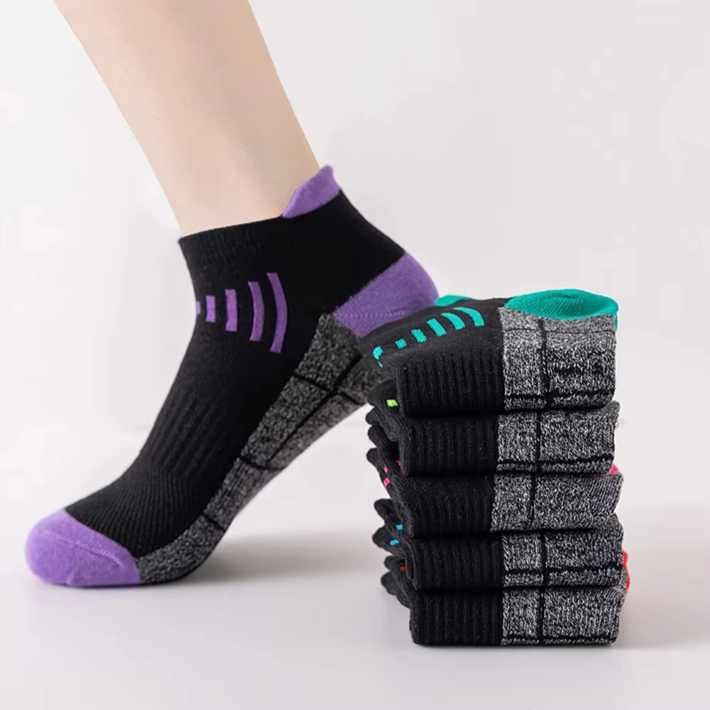 

6 Pairs Organic Cotton Black Women Socks Ankle Airy Run Athletic Socks Casual Sports Summer Light Men Short Socks Gift