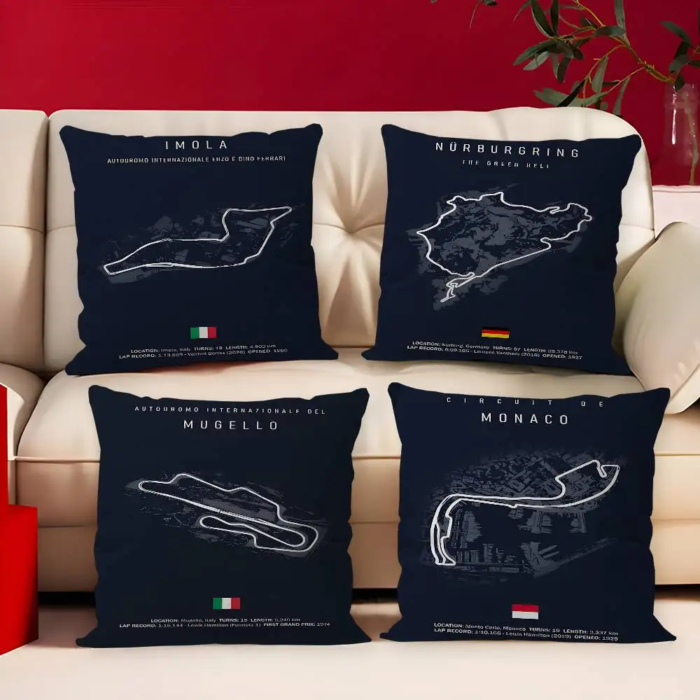 

F1 Imola Monaco Track Formula 1 Pillow Cover Sofa Cushion Cover Home Room Decoration Children Gift