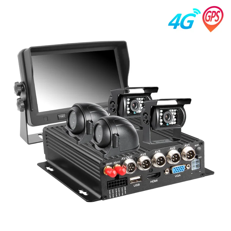 H.264 4CH مركبة إدخال الفيديو/الصوت AHD موبايل Dvr مع شبكة 4G GPS CCTV المراقبة عن بعد في الوقت الحقيقي 4 كاميرا سيارة Mdvr أطقم