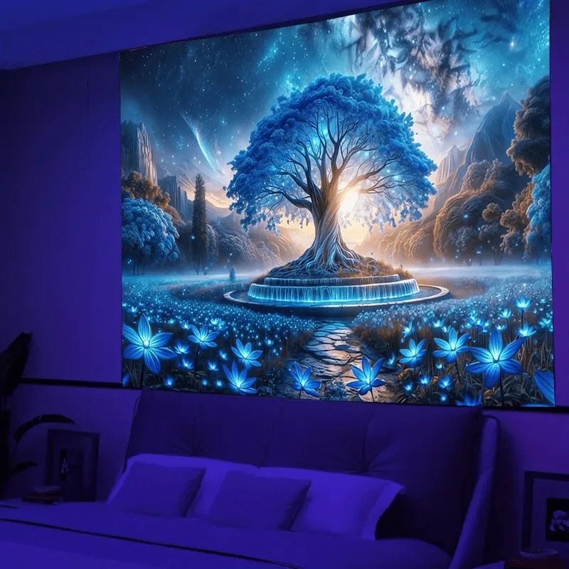 VIKAMA Dream Castle Starry Sky Tapestry Forest Fairy Tale Bedroom Mural Living Room Sofa Background Wall Art Magic Wind Decor