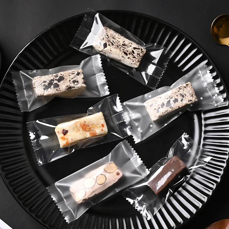 200Pcs Transparent/Frosted Packaging Bag Thickened Candy Cookies Machine Sealed Bags Festival Birthday Wedding Gift DIY Decor