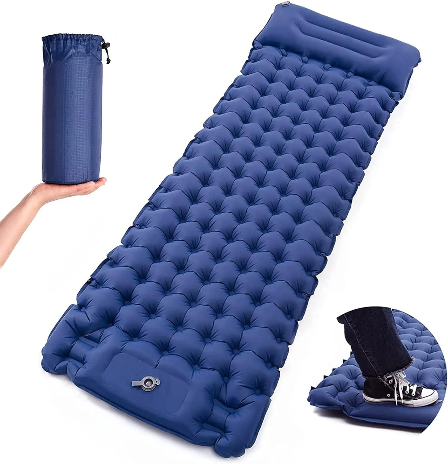 

4-дюймовый съемный и подключаемый надувной коврик, ножной насос, для использования в помещении, на открытом воздухе, для кемпинга, путешествий, автомобиля, для гостей