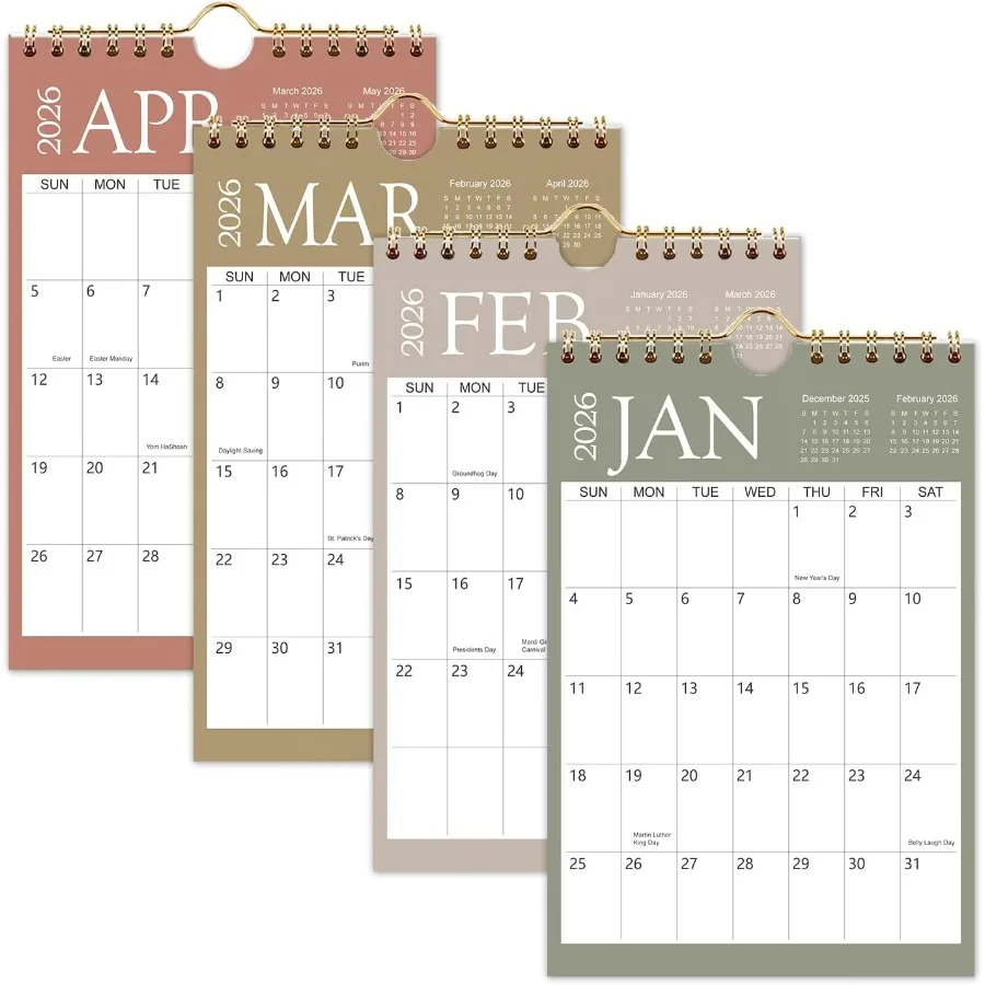 Mini Kalendarz Ścienny 2026-2027 6x9 Ih Mini Kalendarz 18-miesięczny Mały Kalendarz od Stycznia 2026 do Czerwca 2027 Mały Kalendarz Notatnikowy