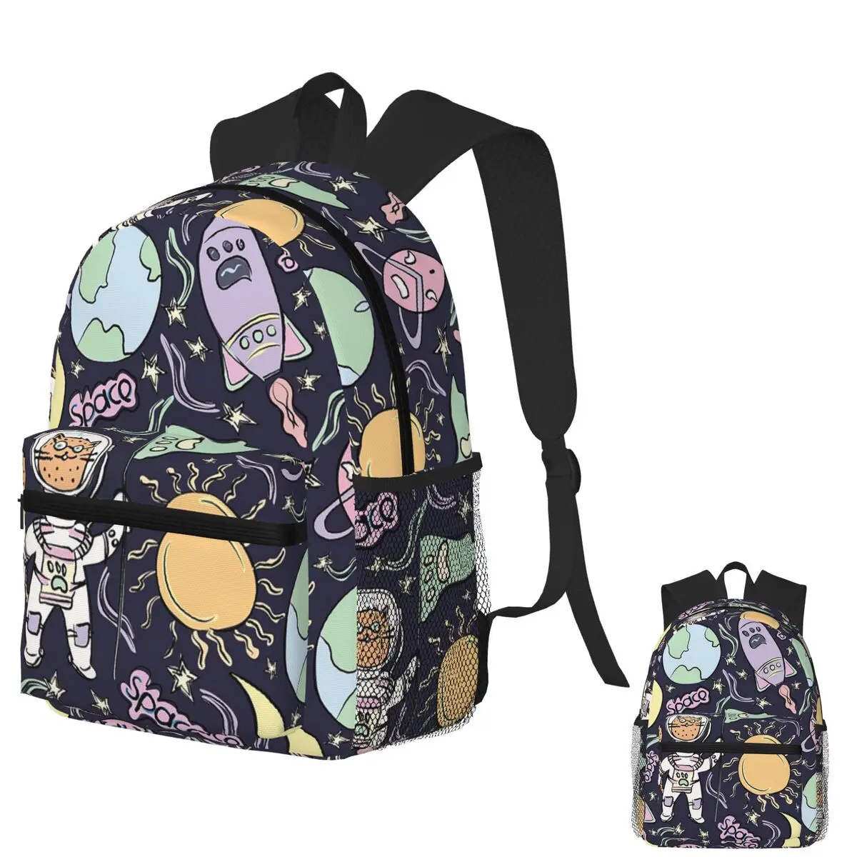 

Space Cat Doodles - Astronaut Animals Student Backpack School Bag Hiking Travel Daypack for Men Women Bookbag Shoulder Bags