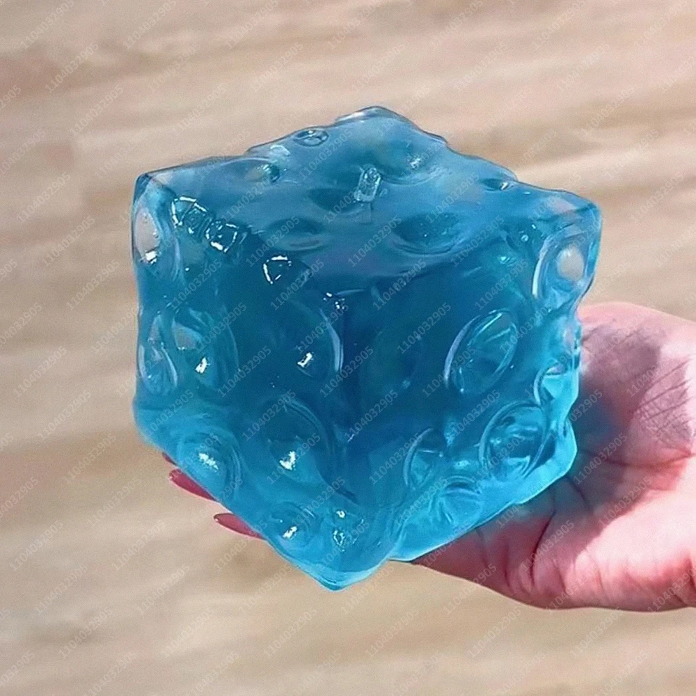 Jumbo Jelly Cheese Cube Stress Ball Non-Bounce Big Transparent Cheese Squeeze Ball ASMR Fidget Toys for Adults Anti Stress Gifts