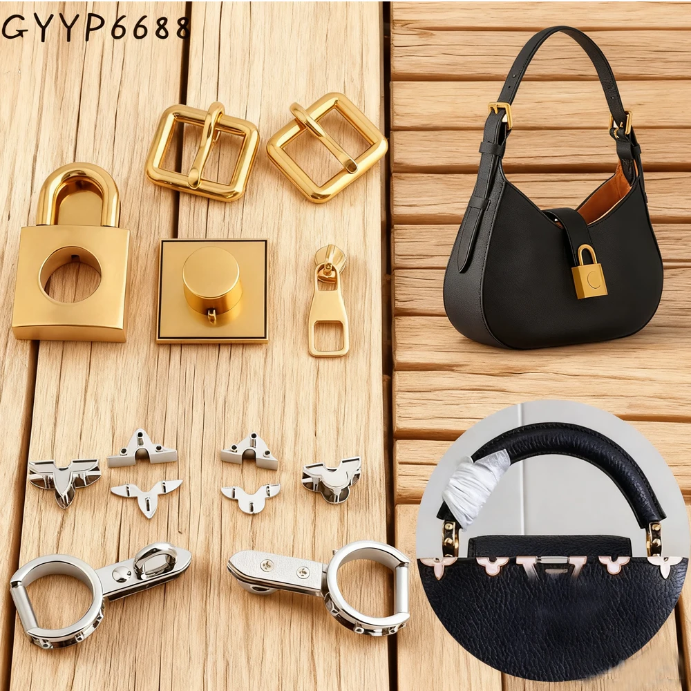 4/10Sets Metal Clasp Lock Snap Hook For DIY Leather Craft Handbag Shoulder Purse Briefcase Catch Buckles Whole Set Accessories