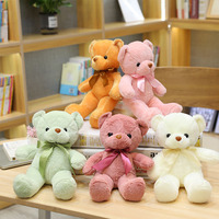 30CM Hot Plush Stuffed Doll with Colorful Ribbons Bear Cute Plush Toy Children's Doll Girl's Birthday Gift Kawaii Decoration