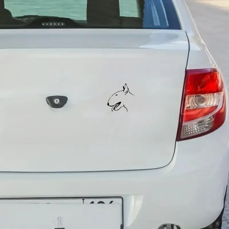 Vinyl Bull Terrier Car Sticker, 13cm X 5.51in, Cute Cartoon Animal Decal, Durable Adhesive for Vehicle Decoration