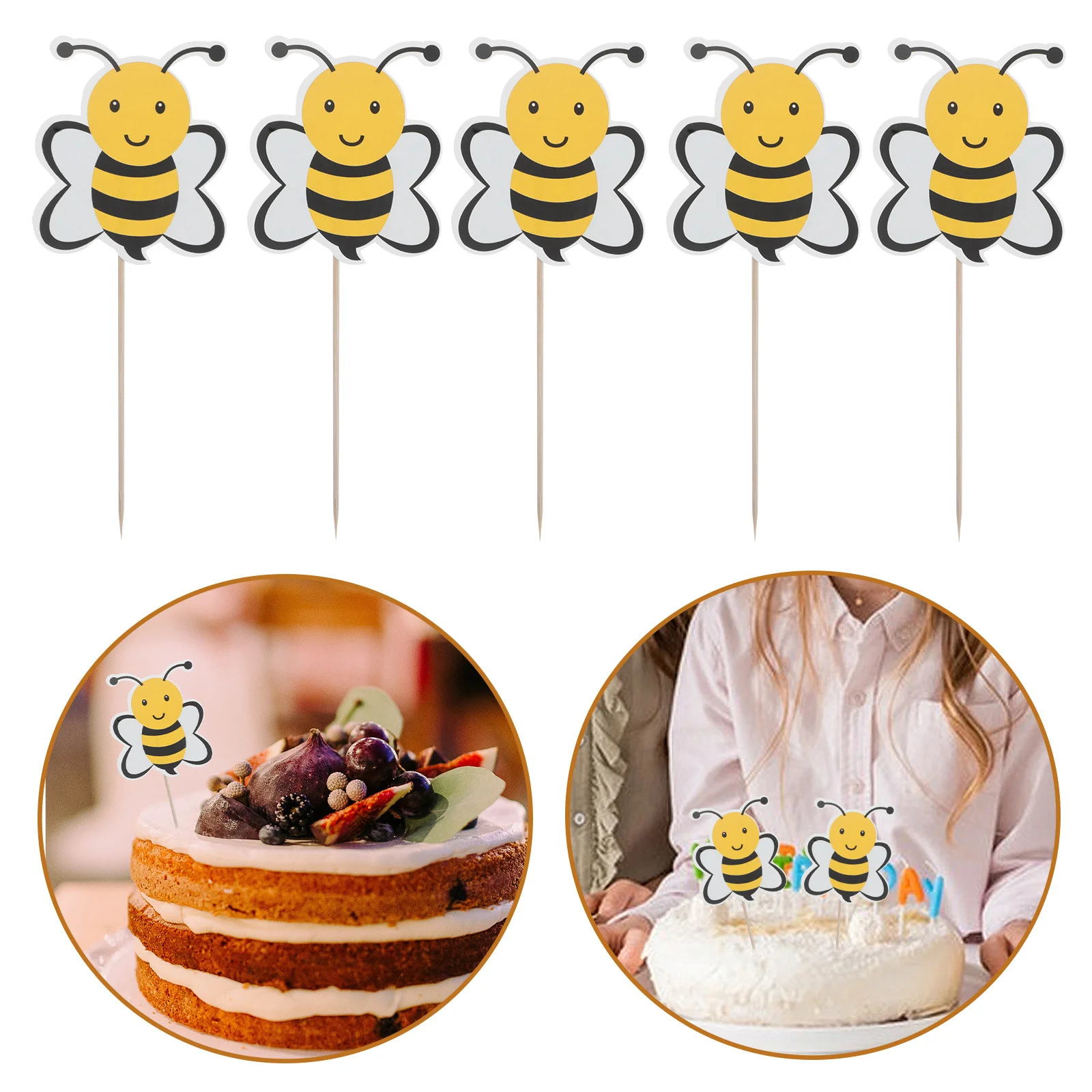 

72Pcs Bee Cupcake Toppers Honeybee Cake Picks Birthday Party Baby Shower Cupcake Decoration Supplies Bee Cake Toppers